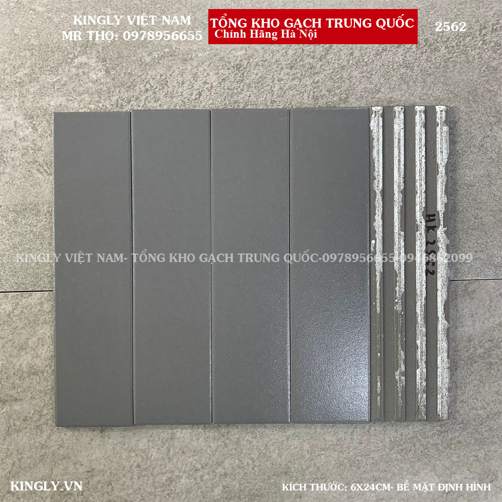 Gạch thẻ giả cổ màu xám Trung Quốc 6x24 2562